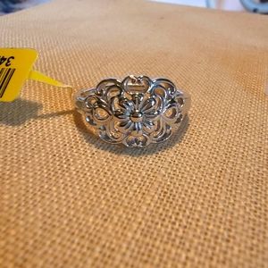 Flower Ring in 14K Platinum Over Sterling Silver